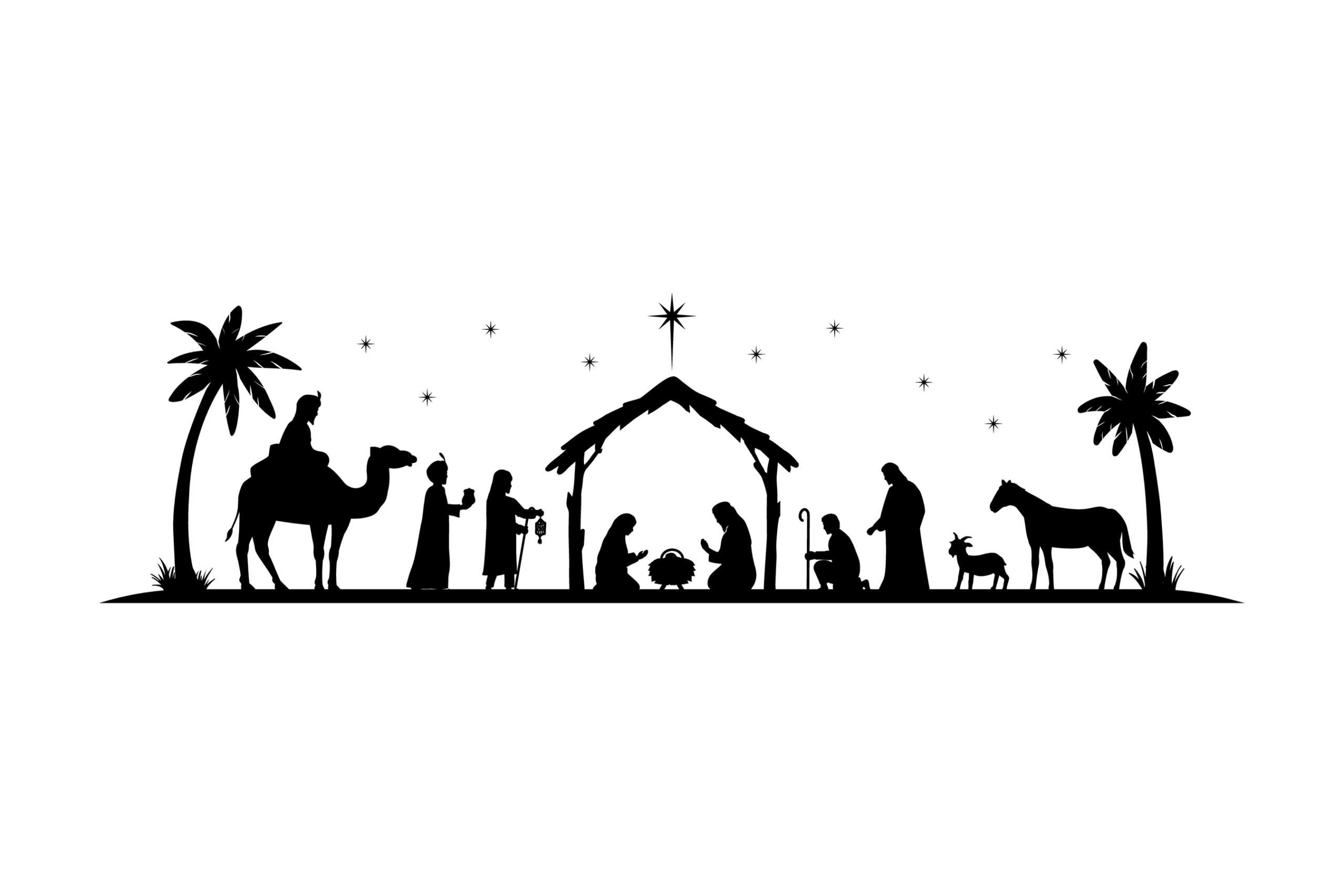 Illustration,Birth,Of,Christ,Silhouette,,Christmas,Christian,Nativity,Scene