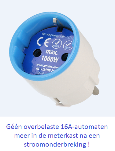 Géén overbelaste 16A-automaten meer in de meterkast na stroomonderbrek
